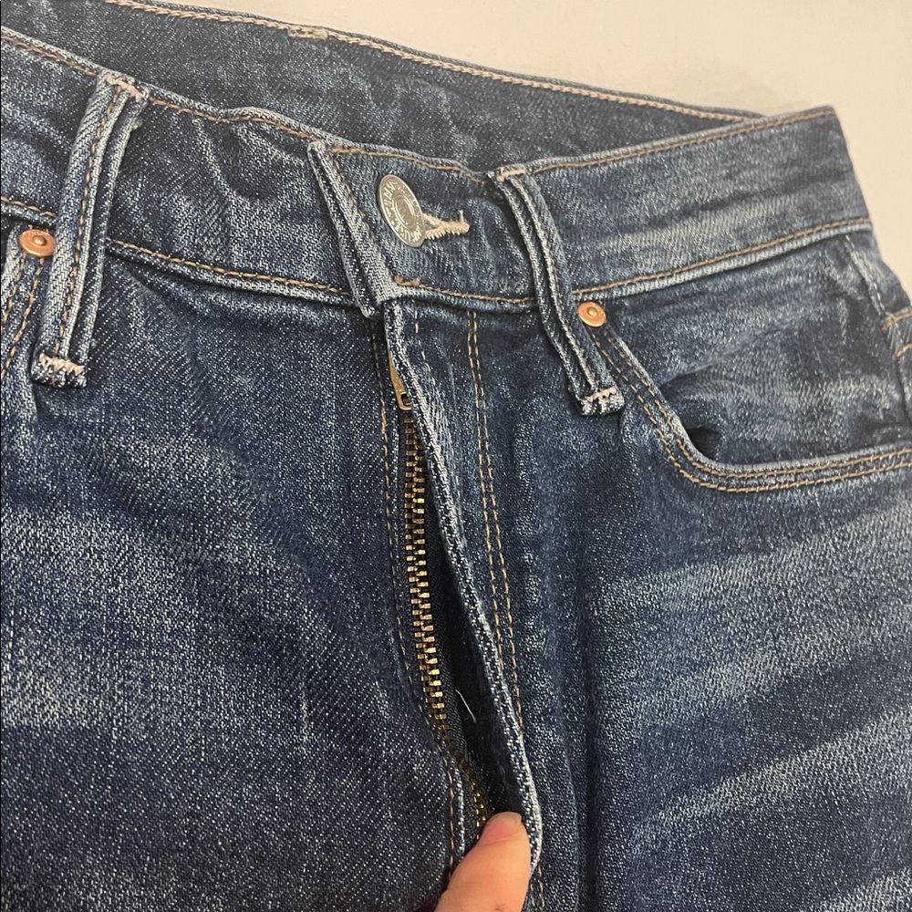 MOTHER The Dazzler Ankle Fray High Waist 24 Painfully Obvious Dark Wash skinny - Picture 3 of 11